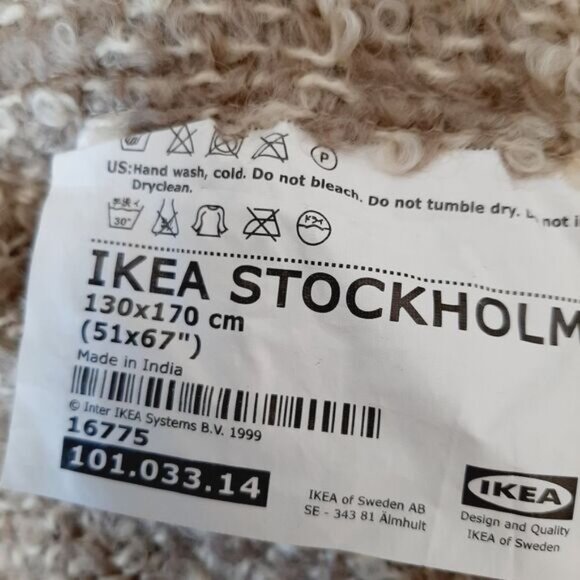 IKEA Stockholm Fuzzy & Soft Mohair Wool Blend Blanket Cream & Tan - Picture 7 of 9
